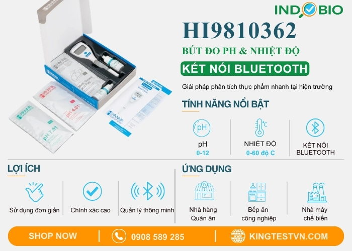 Thông tin chi tiết Bút đo pH và nhiệt độ Hanna HI9810362